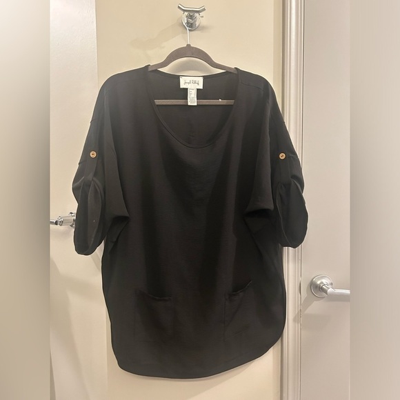 Joseph Ribkoff Women’s Tunic Top 10 Black Pockets Buttons V Neck - Picture 1 of 11